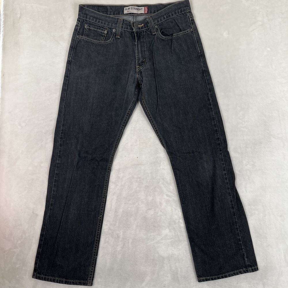 Levi's 514 Jeans Mens 32x30 Black Faded Slim Straight Denim Dark Wash